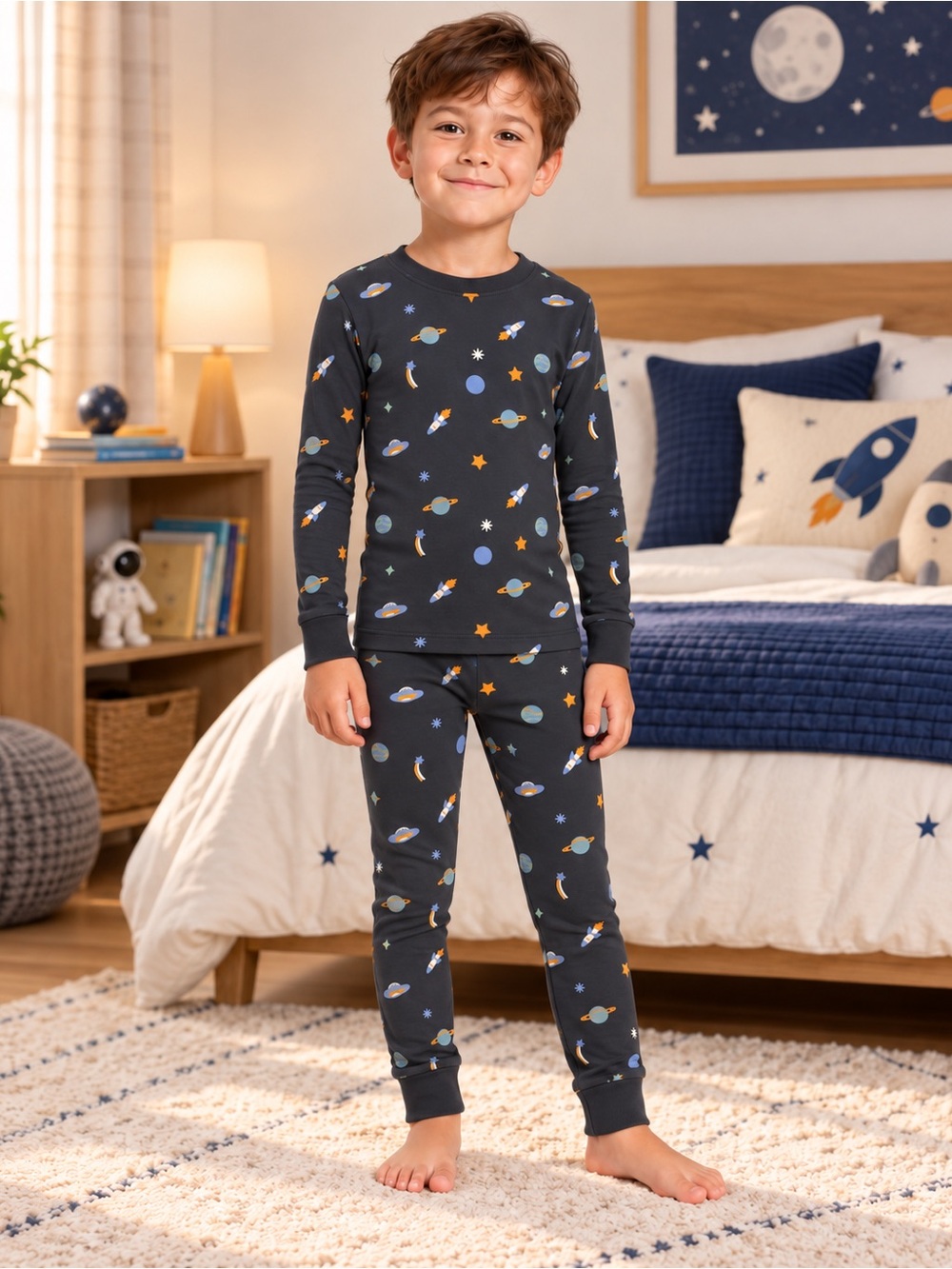 H&M Boys Space Print Snug Fit Pajama Set
